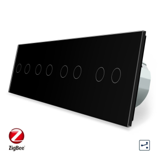 Умный сенсорный проходной выключатель 8 сенсоров (2-2-2-2) Livolo черный стекло (VL-C708SZ-12)