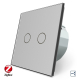 Умный сенсорный проходной ZigBee выключатель 2 сенсора Livolo серый стекло (VL-C702SZ-15)