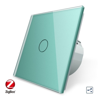 Умный сенсорный проходной ZigBee выключатель 1 сенсор Livolo зеленый стекло (VL-C701SZ-18)