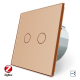Умный сенсорный проходной ZigBee выключатель 2 сенсора Livolo золото стекло (VL-C702SZ-13)