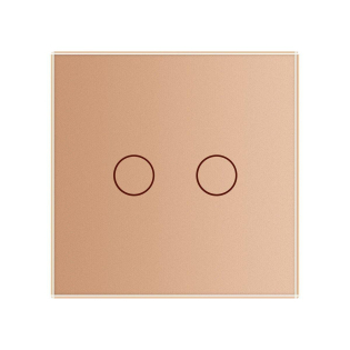 Умный сенсорный проходной ZigBee выключатель 2 сенсора Livolo золото стекло (VL-C702SZ-13)