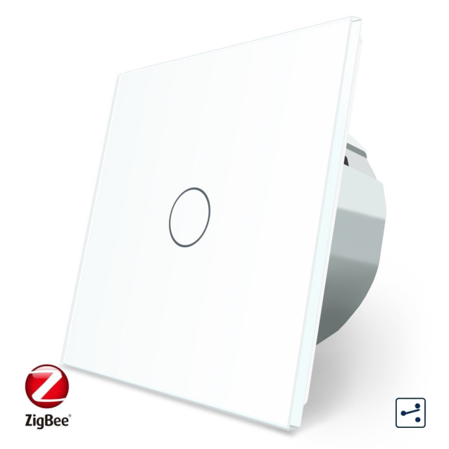Умный сенсорный проходной ZigBee выключатель 1 сенсор Livolo белый стекло (VL-C701SZ-11)