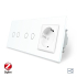 Умный сенсорный проходной выключатель 4 сенсора (2-2) 1 розетка Livolo белый стекло
