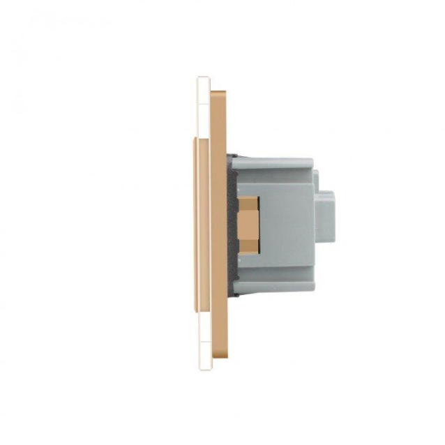 Умный сенсорный ZigBee выключатель 2 сенсора 1 розетка Livolo золото стекло (VL-C702Z/C7C1EU-13)