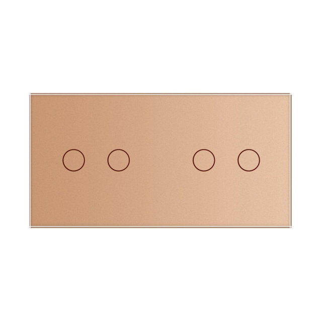 Умный сенсорный ZigBee выключатель 4 сенсора (2-2) Livolo золото стекло (VL-C702Z/C702Z-13)