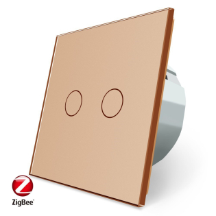 Умный сенсорный ZigBee выключатель 2 сенсора Livolo золото стекло (VL-C702Z-13)