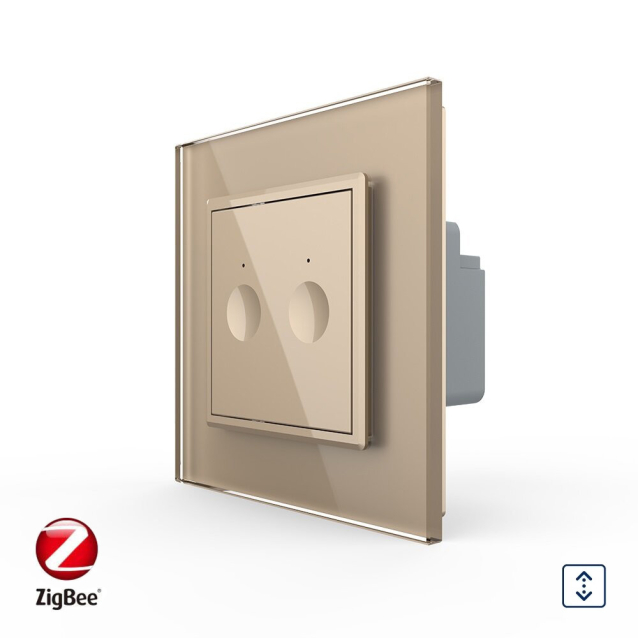 Умный сенсорный ZigBee выключатель для роллет Sense Livolo золотой (VL-C7FC2WZ-2AP)