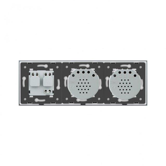 Умный сенсорный ZigBee выключатель 2 сенсора (1-1) 1 розетка Livolo золото стекло (VL-C701Z/C701Z/C7C1EU-13)