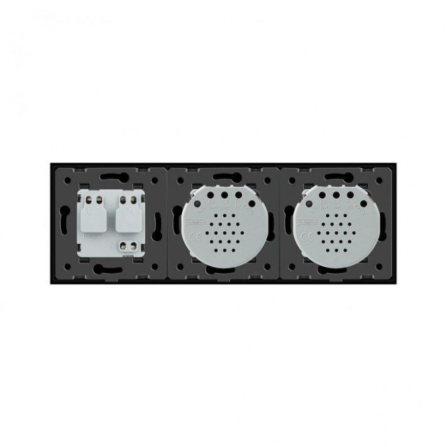 Умный сенсорный ZigBee выключатель 2 сенсора (1-1) 1 розетка Livolo серый стекло (VL-C701Z/C701Z/C7C1EU-15)