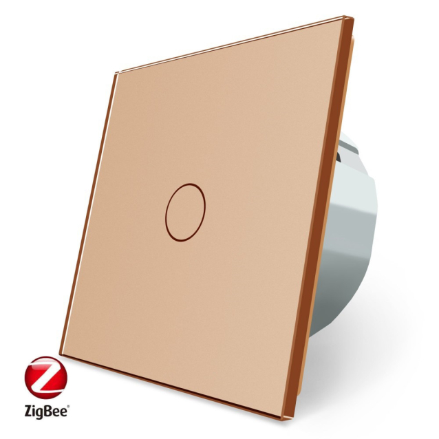Умный сенсорный ZigBee выключатель 1 сенсор Livolo золото стекло (VL-C701Z-13)