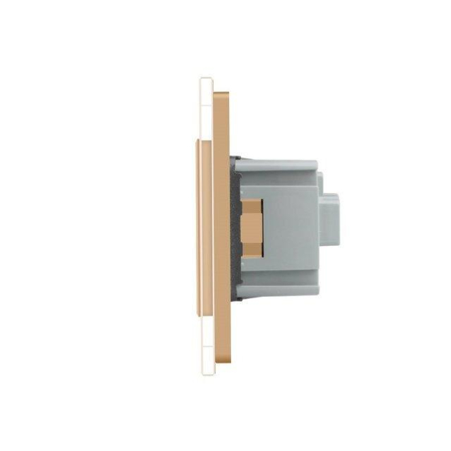 Умный сенсорный ZigBee выключатель 2 сенсора 3 розетки Livolo золото стекло (VL-C702Z/C7C3EU-13)