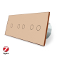 Умный сенсорный ZigBee выключатель 5 сенсоров (1-2-2) Livolo золото стекло (VL-C701Z/C702Z/C702Z-13)