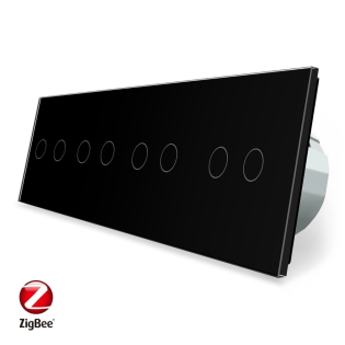 Умный сенсорный ZigBee выключатель 8 сенсоров (2-2-2-2) Livolo черный (VL-C708Z-12)