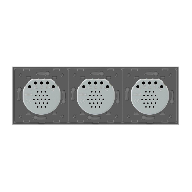 Умный сенсорный ZigBee выключатель 5 сенсоров (1-2-2) Livolo черный стекло (VL-C701Z/C702Z/C702Z-12)