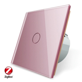 Умный сенсорный ZigBee выключатель 1 сенсор Livolo розовый стекло (VL-C701Z-17)