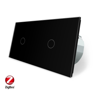 Умный сенсорный ZigBee выключатель 2 сенсора (1-1) Livolo черный (VL-C701Z/C701Z-12)