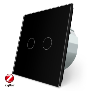 Умный сенсорный ZigBee выключатель 2 сенсора Livolo черный стекло (VL-C702Z-12)